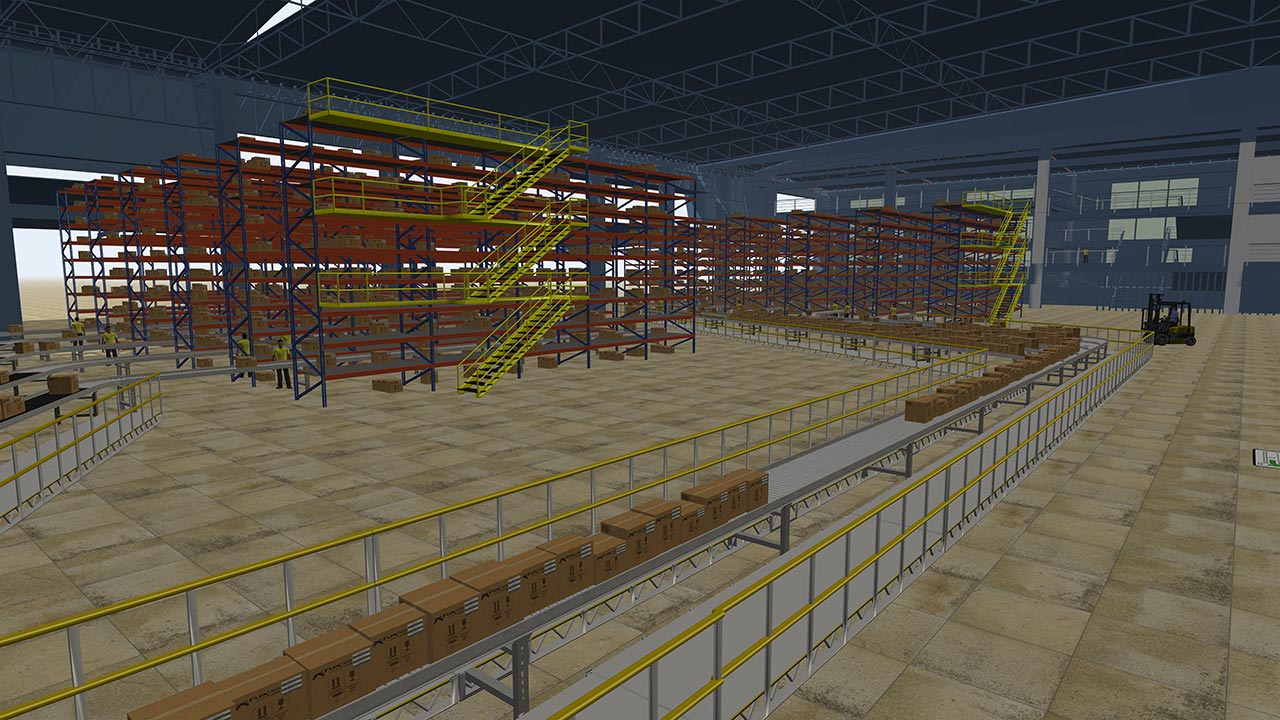 Warehouse simulation using FlexSim